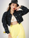 チェック柄ショート丈ジャケット