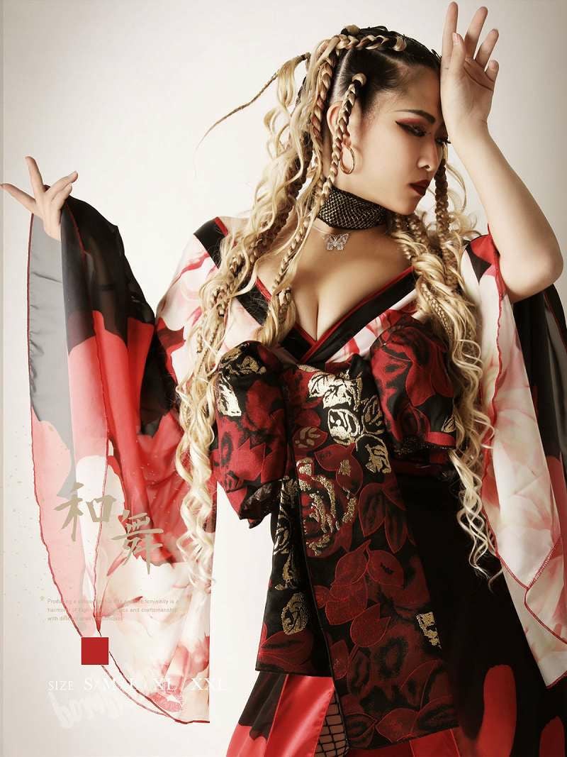 螺鈿着物　舞台衣装　豪華 ダンス衣装 本格盛り帯！豪華大判妖艶花柄シフォングラデ和装着物衣装 着物・浴衣