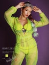 超SEXY！チュールメッシュシースルーネオンカラーグリーンオールインワンつなぎ服【ダンス衣装通販bombshell/ボムシェル】