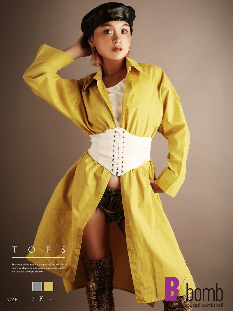 アシンメトリーシャツワンピース