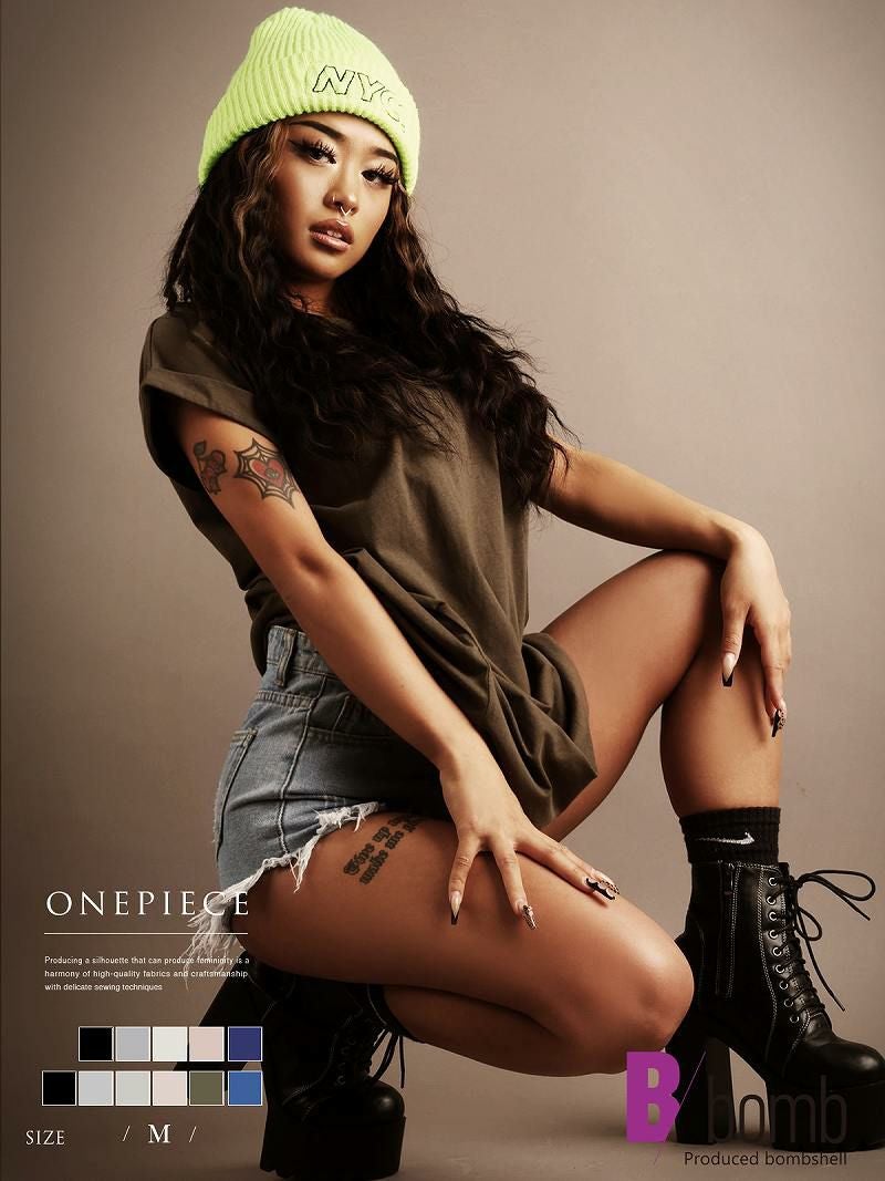 コクーンシルエット半袖Tシャツワンピース