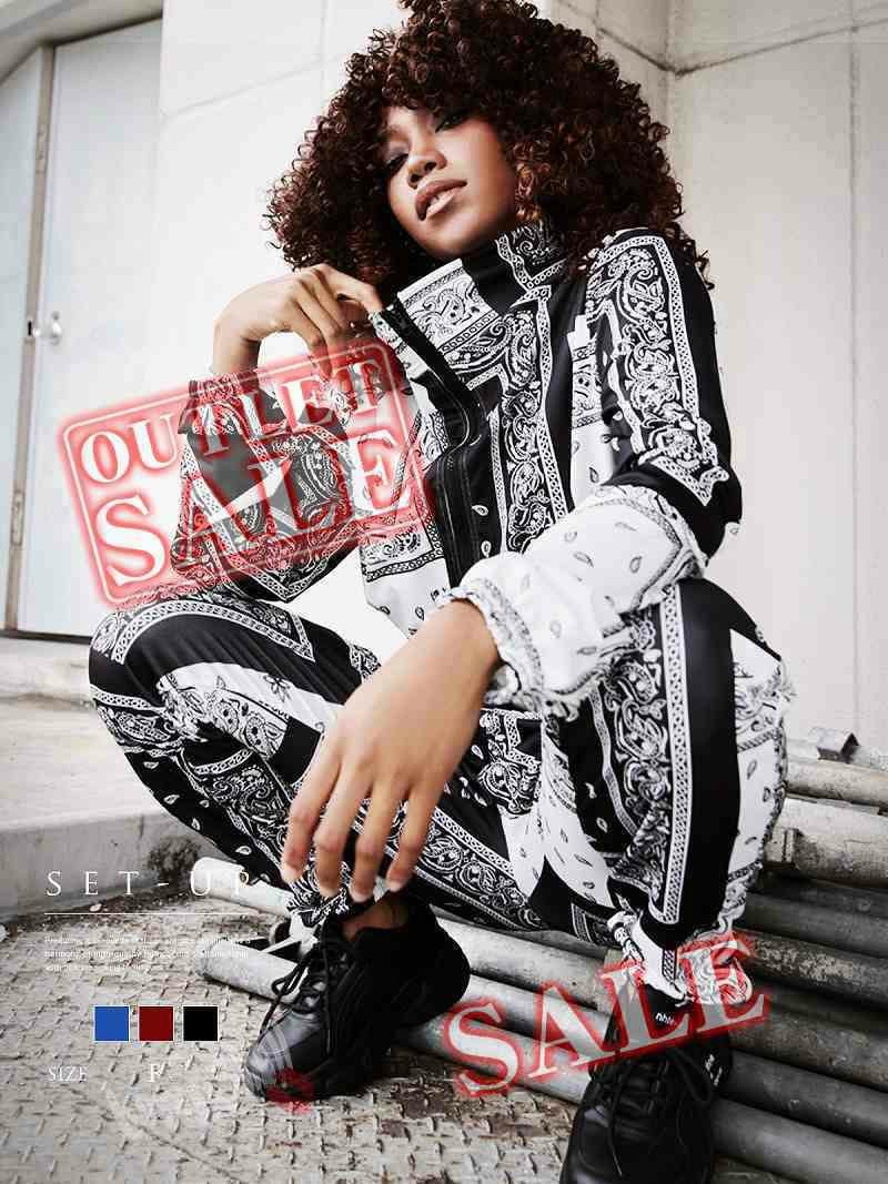 【訳ありアウトレット】ペイズリー柄LA風セットアップ