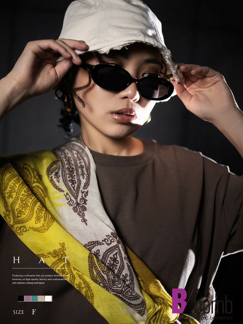 バケハ綿素材切りっぱなし加工帽子