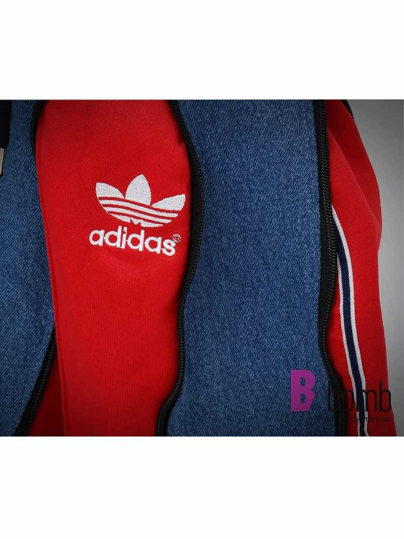 レッドadidasジャージドッキング再構築ワイドデニム【Bbヴィンテージ