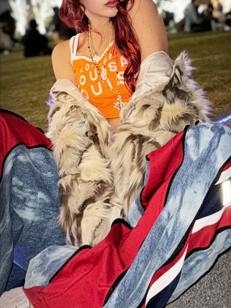 ブリーチデニム×adidas赤・ネイビー異素材ドッキング再構築バギー