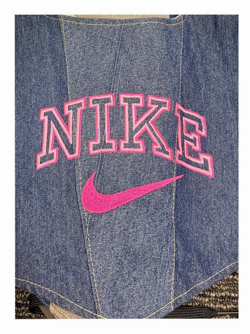 NIKEロゴリメイクデニムビスチェ×肩紐リボン調節可能キャミトップス