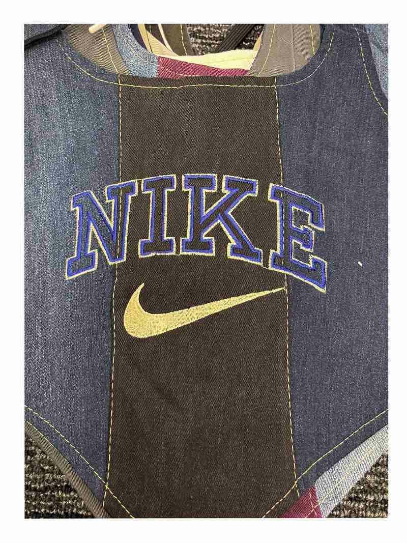 NIKEセンターロゴ・バイカラー再構築デニムビスチェ【Bbヴィンテージ