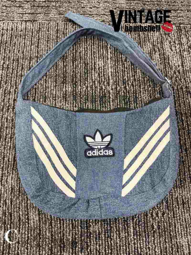 adidasロゴ×再構築デニム・シンプルショルダーリメイクバッグ【Bb