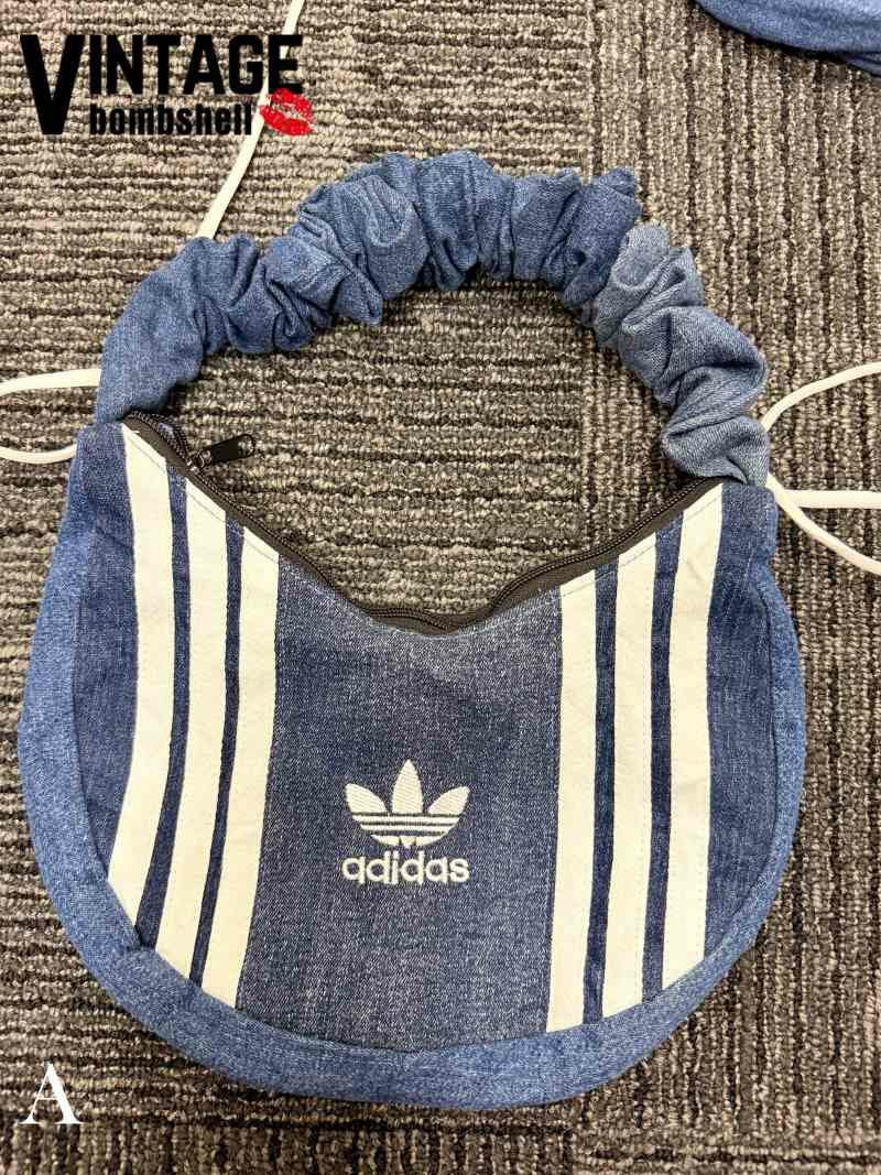 adidasデニムリメイク・マルチカラー再構築ハンドバッグ【Bb