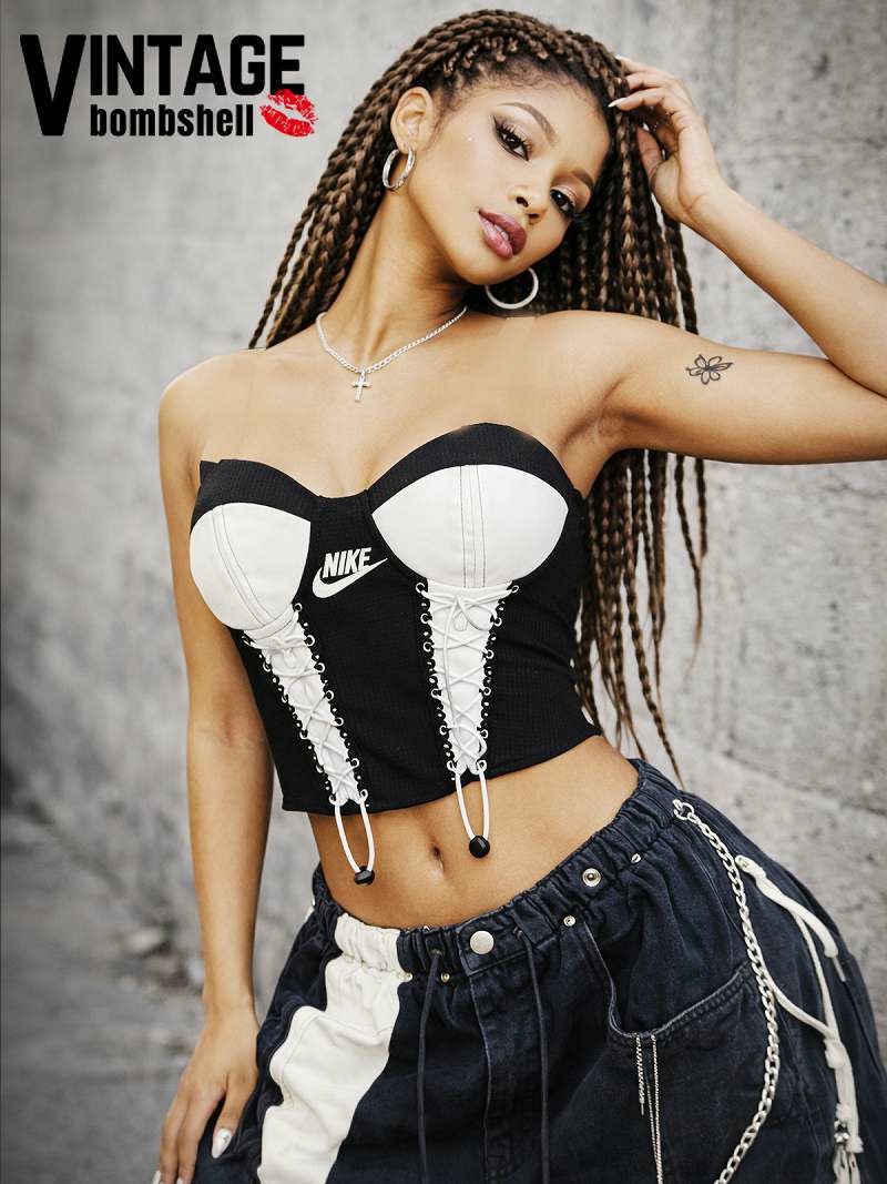 NIKEロゴ再構築モノトーンレースアップビスチェ【Bbヴィンテージ】