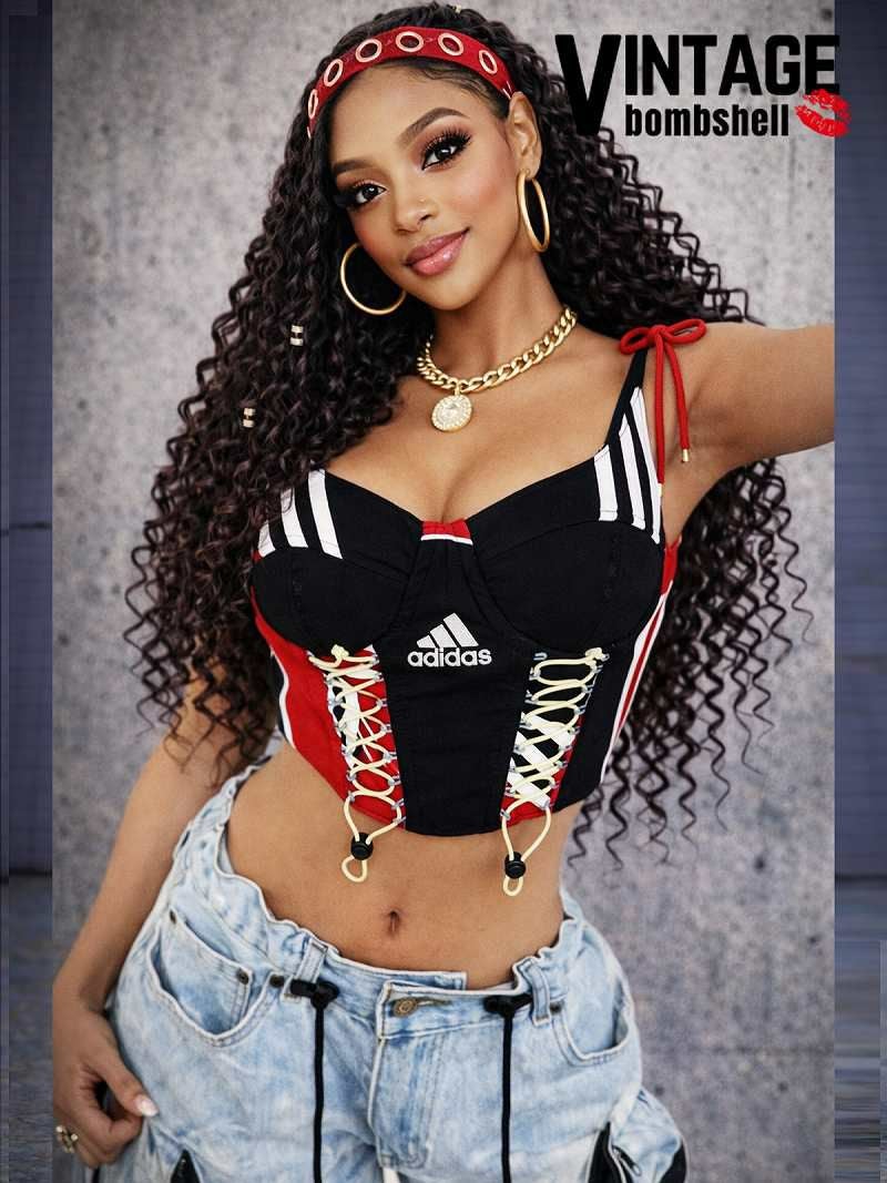 アディダスリメイクフロントダブルスピンドルコルセットキャミ【Bbヴィンテージ】