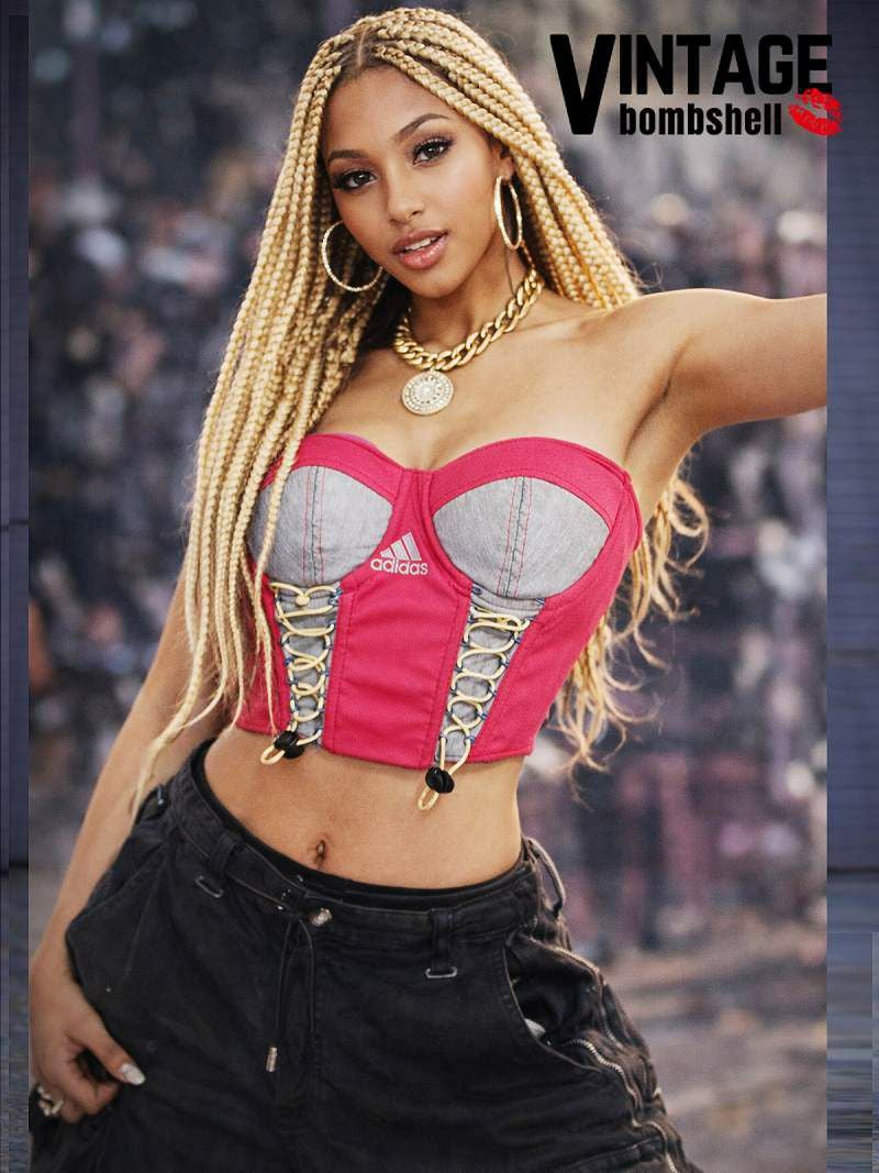 アディダス×デニム再構築リメイクスピンドルビスチェ【Bbヴィンテージ】