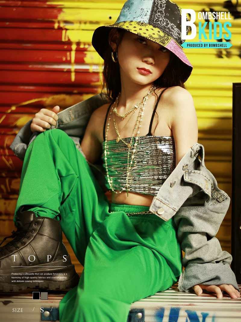 メタリックストレッチキッズダンスビスチェ【bombshell KIDS】