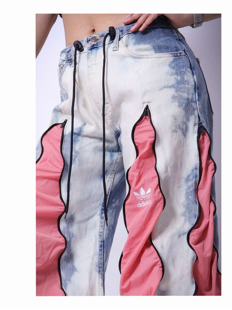 デニムリメイク セット ぴんく 決算SALE￥16800→￥15959！ アディダスロゴが映えるサーモンピンク