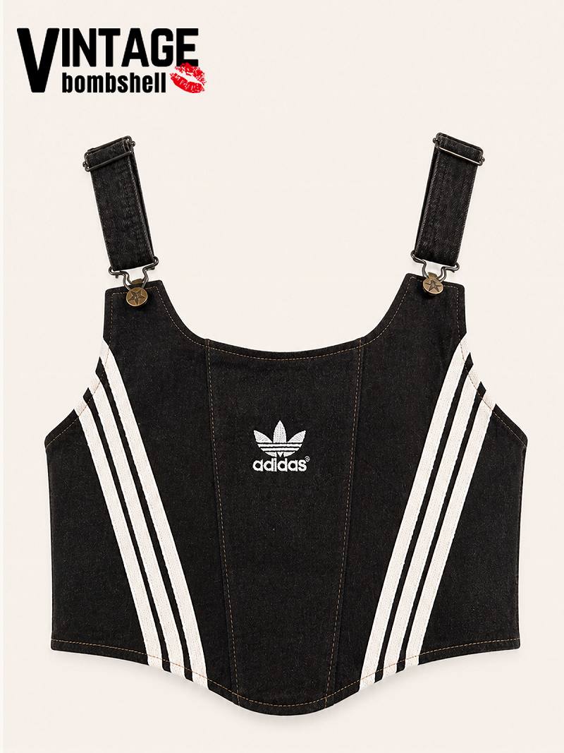 adidasの3本ラインが映えるデニムリメイクビスチェ【Bbヴィンテージ