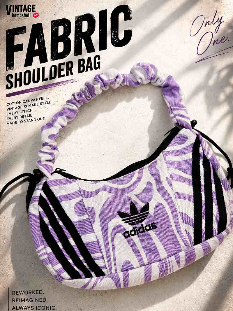 モザイク柄adidasリメイクハンドバッグ【Bbヴィンテージ】