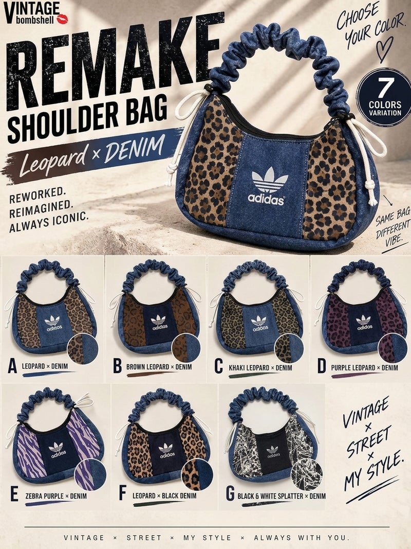 新型レオパード×デニムadidasリメイクバッグ【Bbヴィンテージ】